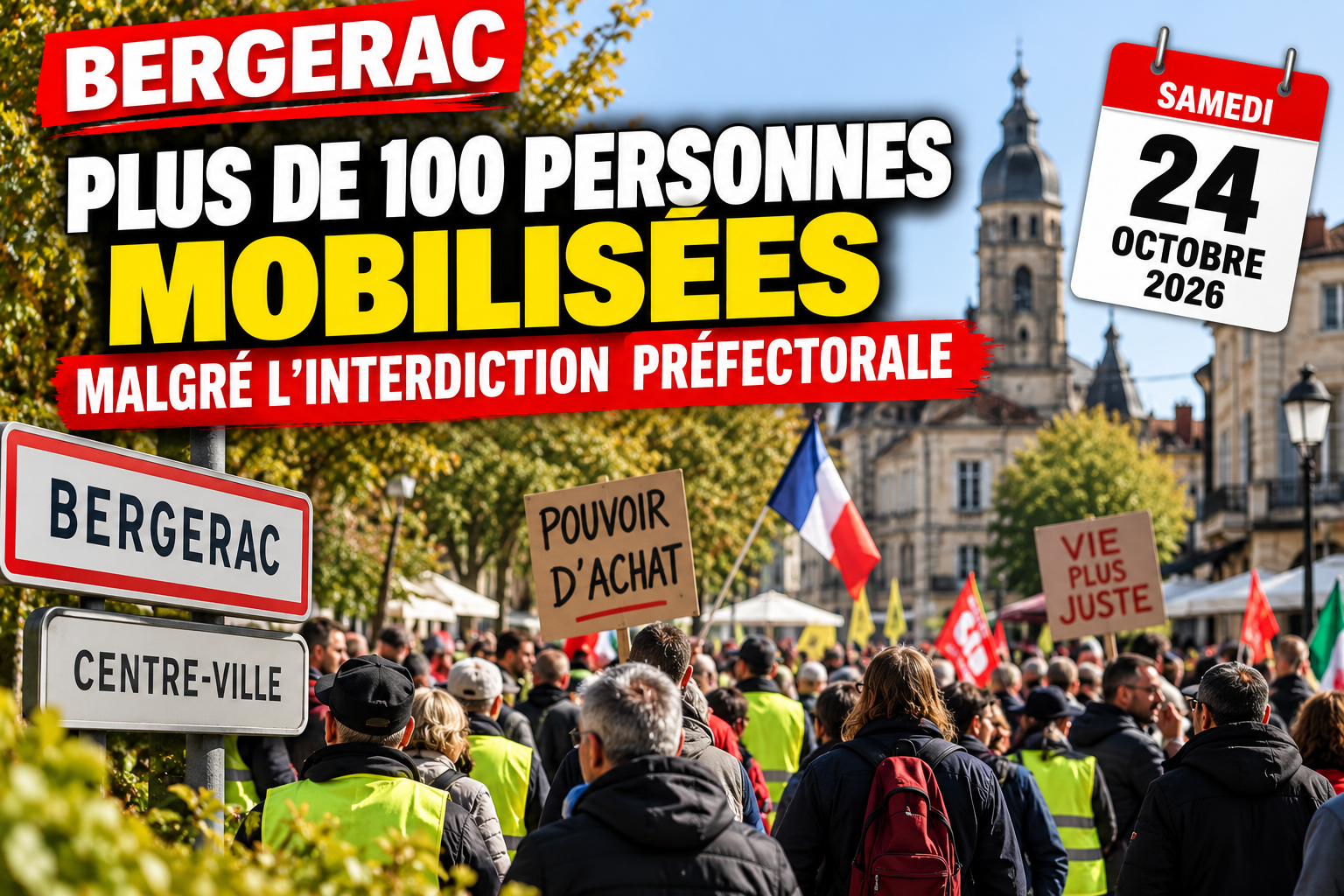 Plus de 100 personnes mobilisées ce samedi 24 octobre malgré l'interdiction préfectorale