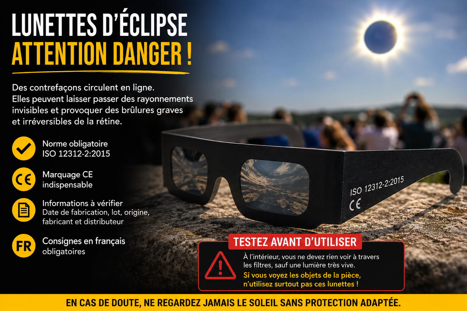 Lunettes d’éclipse : attention aux modèles contrefaits et dangereux